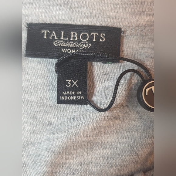 NWT Talbots Heather Gray Ruched Neck Top | Soft Stretch Tee 3X - Picture 5 of 7